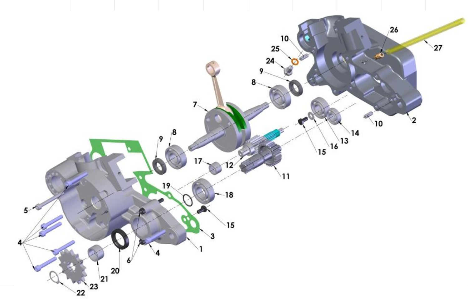 2014 Cobra 50JR Parts – Engine – Bottom End and Transmission