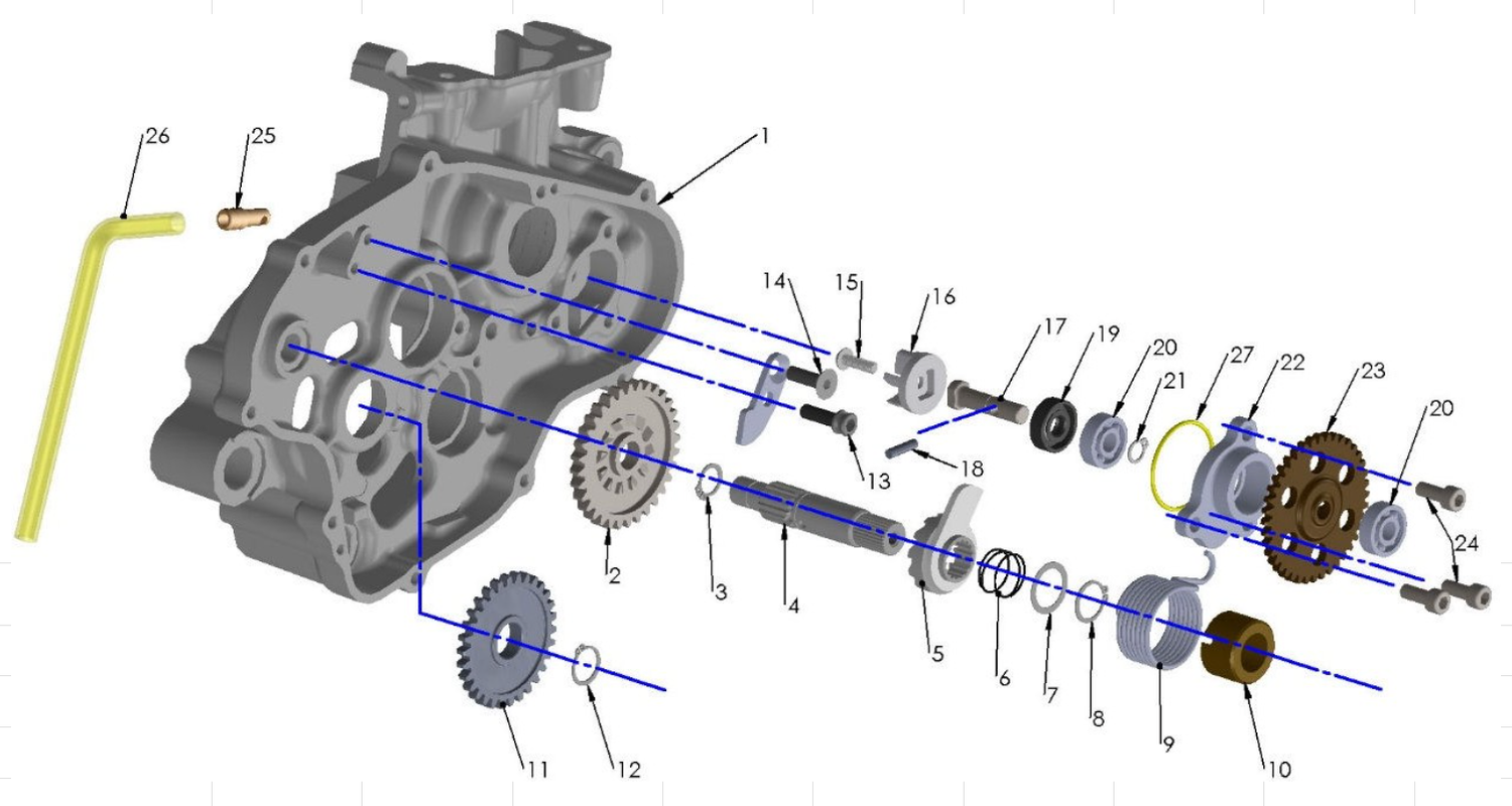 2015 Cobra CX65 Parts – Engine – Kick Mechanism & Water Pump